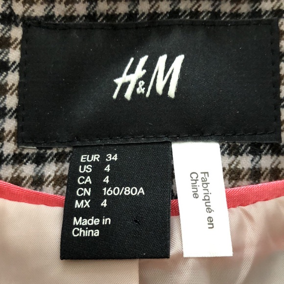 Brown checker blazer size 4 US. H&M brand in good condition - Picture 4 of 15